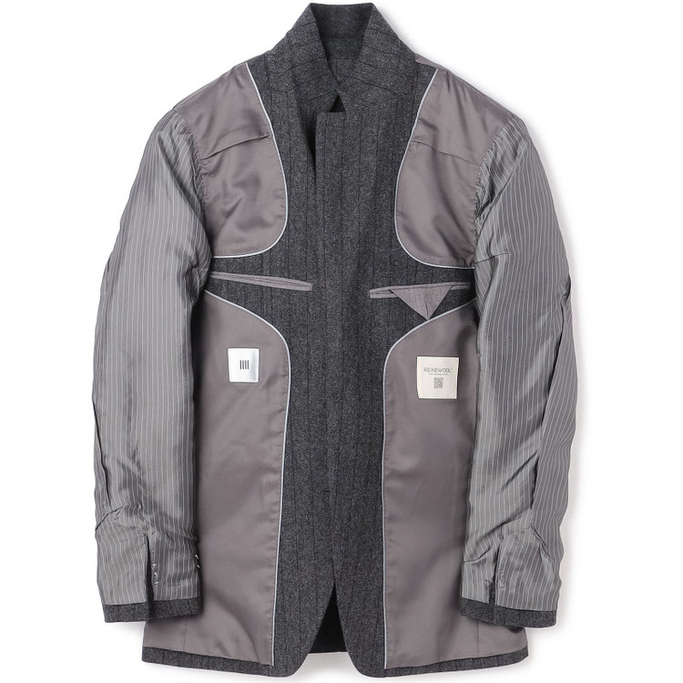 シルバーライン 【CLASSICO TAPERED】【秋冬】2釦シングルスーツ 1タック/グレー×ストライプ/RE:NEWOOL/※裾上げ必要 紺中間