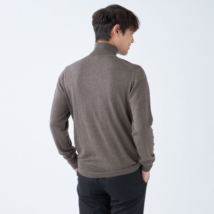 スーツセレクト 【RBC】【秋冬】ウール100％タートルネックニットセーター/ブラウン/ZEGNA BARUFFA/マシンウォッシャブル 茶中間