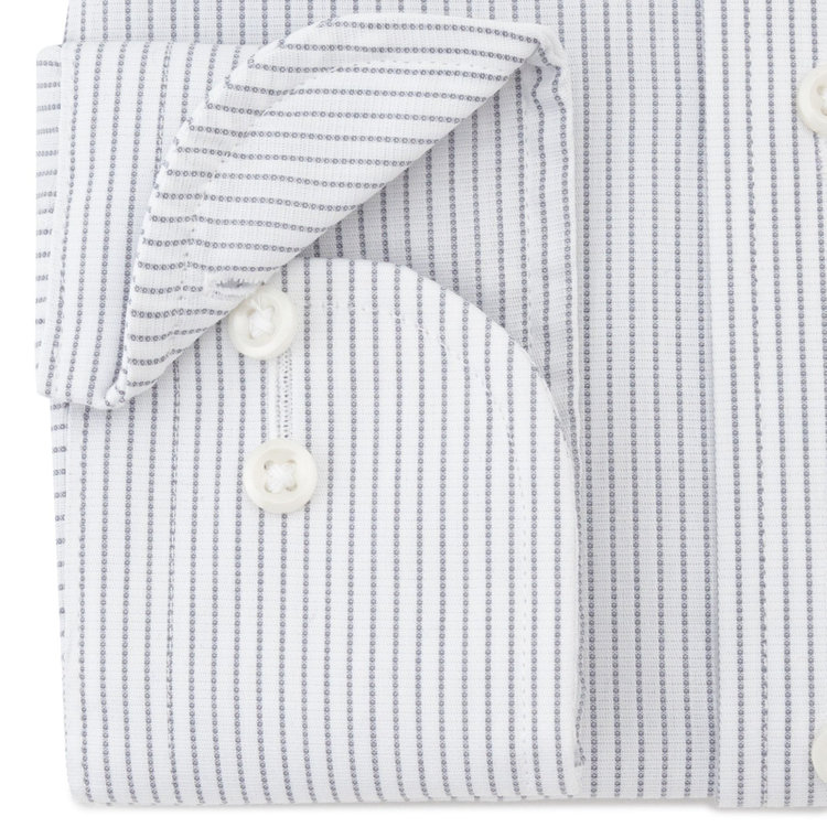 シルバーライン 【SILVER LINE】【形態安定】ボタンダウンワイシャツ/ホワイト×グレーストライプ グレー中間