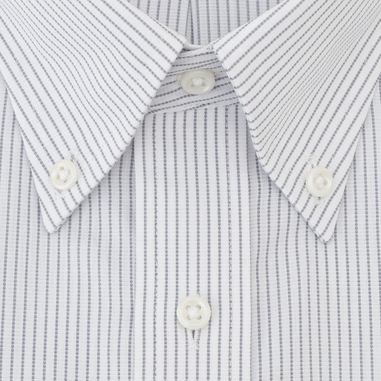 シルバーライン 【SILVER LINE】【形態安定】ボタンダウンワイシャツ/ホワイト×グレーストライプ グレー中間