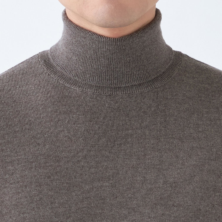 スーツセレクト 【RBC】【秋冬】ウール100％タートルネックニットセーター/ブラウン/ZEGNA BARUFFA/マシンウォッシャブル 茶中間