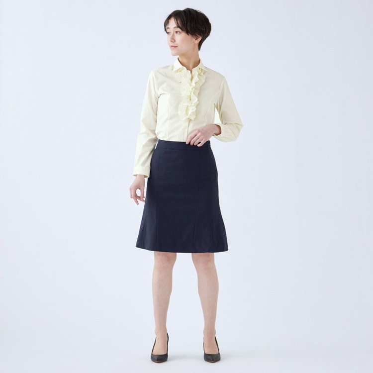 スーツセレクト 【SUIT SELECT×Samantha Thavasa】【年間】Aラインスカート/ネイビー×ストライプ/4S/マシンウォシャブル ネイビー系(紺)