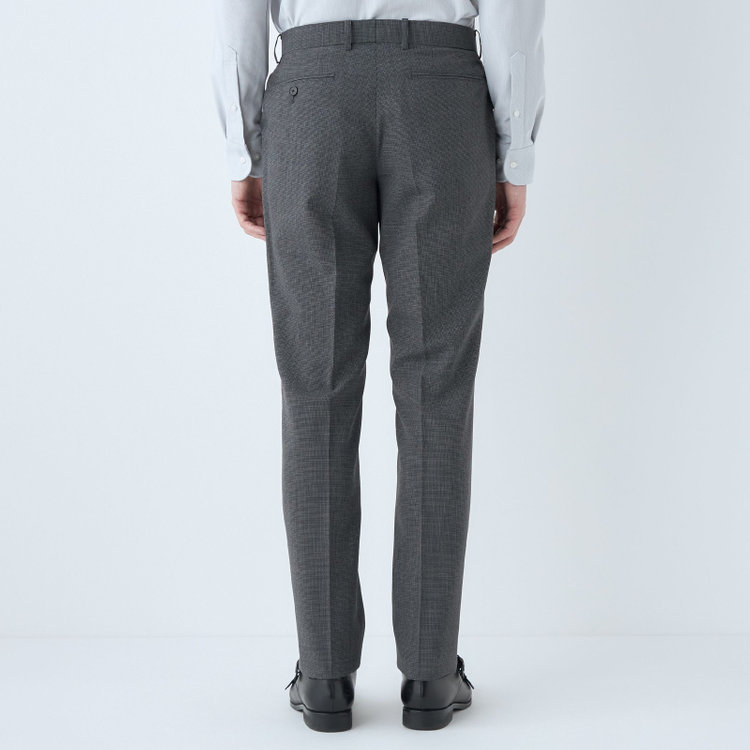 ブラックライン 【KSW】【春夏】スペアパンツ付き/2釦シングルスーツ 0タック/グレー×チェック/WASHABLE SUIT/※パンツ裾直し必要 グレー中間
