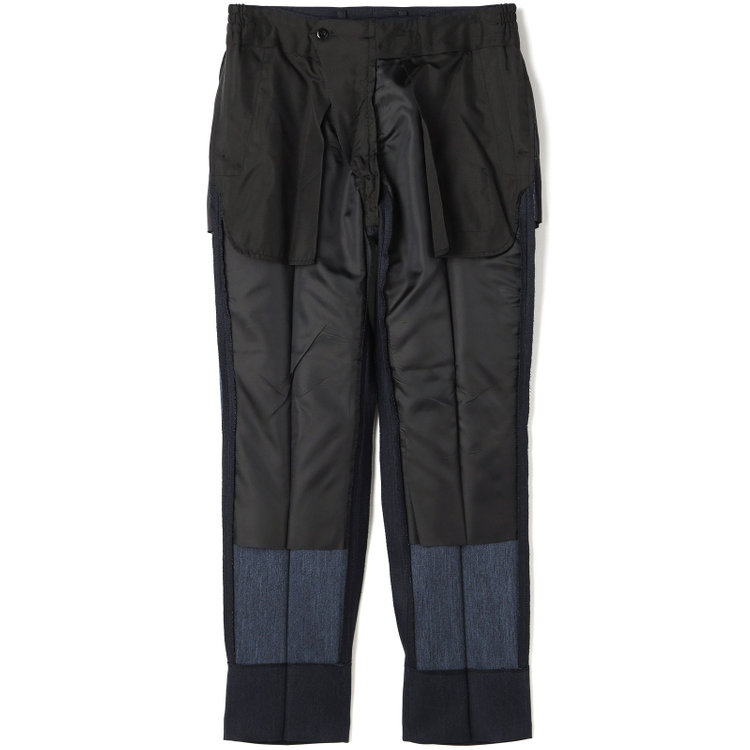ブラックライン 【SLIM TAPERED】【年間】 2釦シングルスリーピーススーツ 0タック/ ダークネイビー×デジタルデニム  /ウエストシャーリング/ 4S TAKE OUT SUITS / ※パンツ裾上げ済仕様 紺濃色