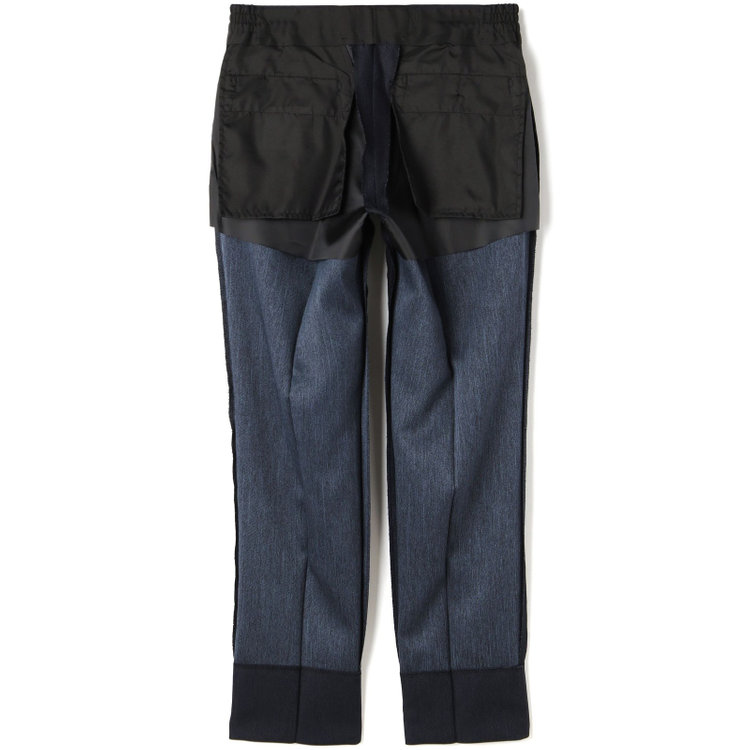 ブラックライン 【SLIM TAPERED】【年間】 2釦シングルスリーピーススーツ 0タック/ ダークネイビー×デジタルデニム  /ウエストシャーリング/ 4S TAKE OUT SUITS / ※パンツ裾上げ済仕様 紺濃色