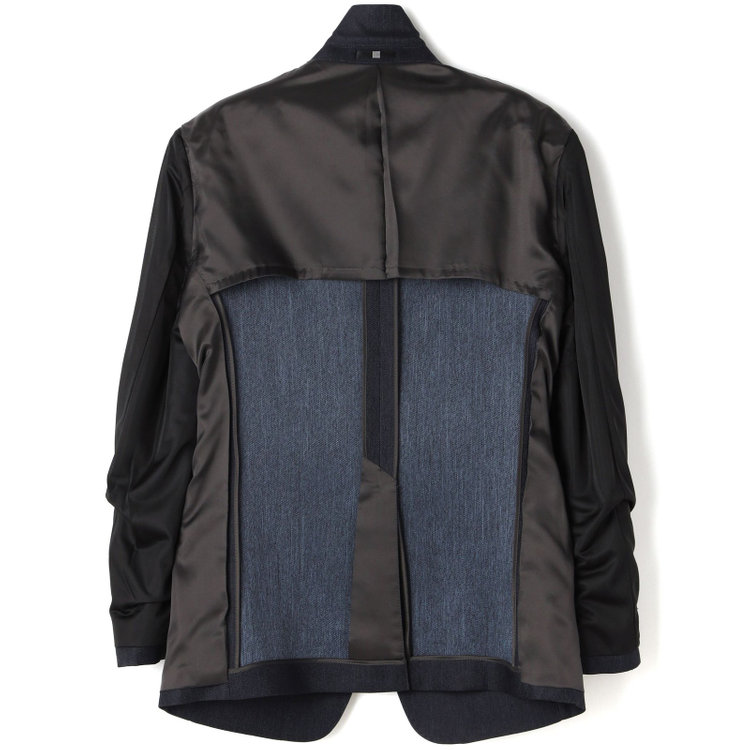 ブラックライン 【SLIM TAPERED】【年間】 2釦シングルスリーピーススーツ 0タック/ ダークネイビー×デジタルデニム  /ウエストシャーリング/ 4S TAKE OUT SUITS / ※パンツ裾上げ済仕様 紺濃色