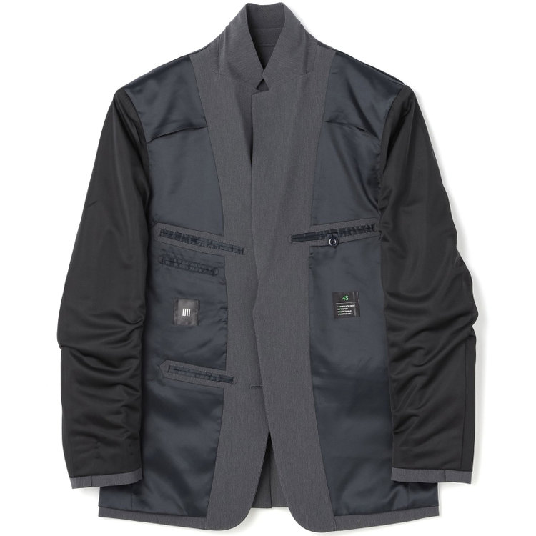 ブラックライン 【SLIM TAPERED_2】【春夏】スペアパンツ付き/2釦シングルスーツ 0タック/グレー/ウエストシャーリング/4S SUSTAINABILITY/※パンツ裾上げ済仕様 グレー濃色