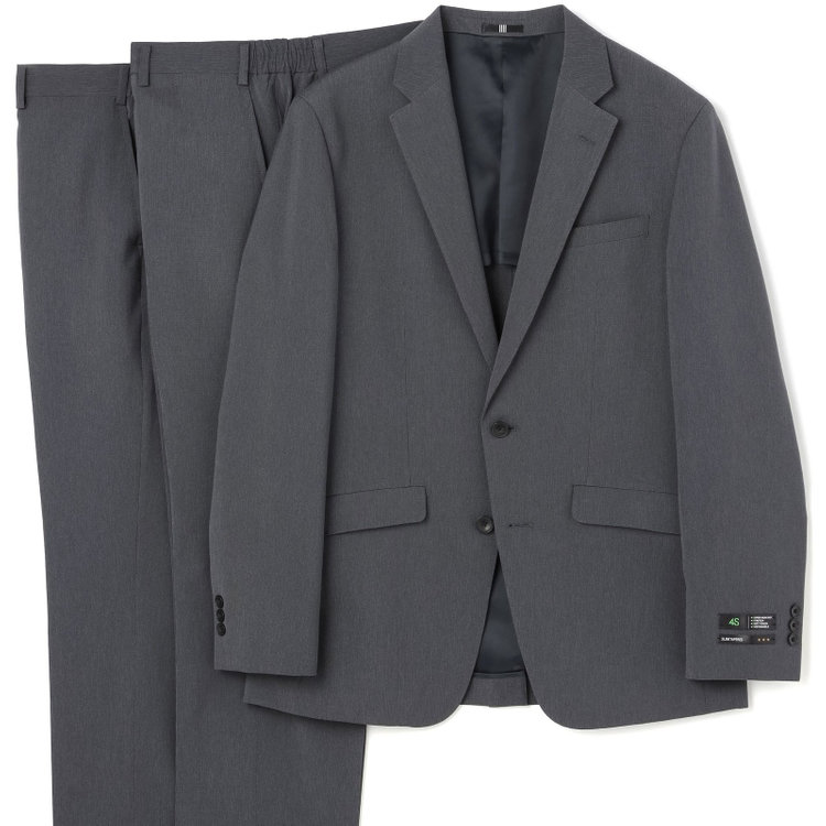 ブラックライン 【SLIM TAPERED_2】【春夏】スペアパンツ付き/2釦シングルスーツ 0タック/グレー/ウエストシャーリング/4S SUSTAINABILITY/※パンツ裾上げ済仕様 グレー濃色