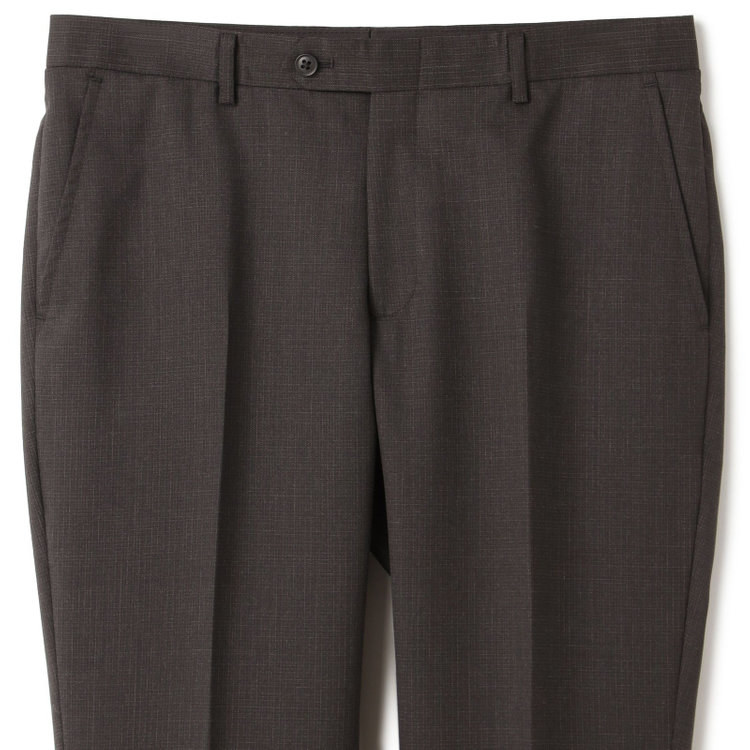 ブラックライン 【発送在庫あり】【KSW】【年間】2釦シングルスーツ 0タック/ダークグレー×チェック/ウォッシャブルパンツ/※裾上げ必要 黒