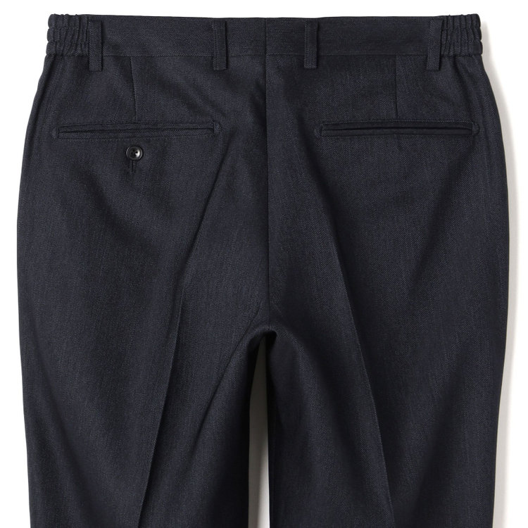 ブラックライン 【SLIM TAPERED】【年間】 2釦シングルスリーピーススーツ 0タック/ ダークネイビー×デジタルデニム  /ウエストシャーリング/ 4S TAKE OUT SUITS / ※パンツ裾上げ済仕様 紺濃色
