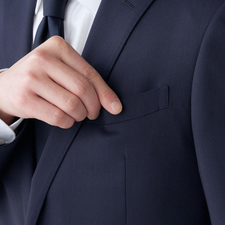 SUIT SELECT　アウトレット 【WEB限定/OUTLET/汚れ・キズ等有】【KSW】【年間】2釦シングルスーツ 0タック/ネイビー/ウエストシャーリング/ウォッシャブル/MOVING STRETCH/※裾上げ必要 紺中間