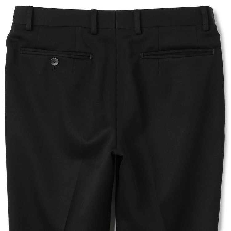 シルバーライン 【CLASSICO TAPERED】【年間】【フォーマル対応可】2釦シングルフォーマルスーツ 1タック/ブラック×ソリッド/BISHU JAPAN FABRIC Super100's/ウエストサイドアジャスター仕様/※裾上げ必要 黒