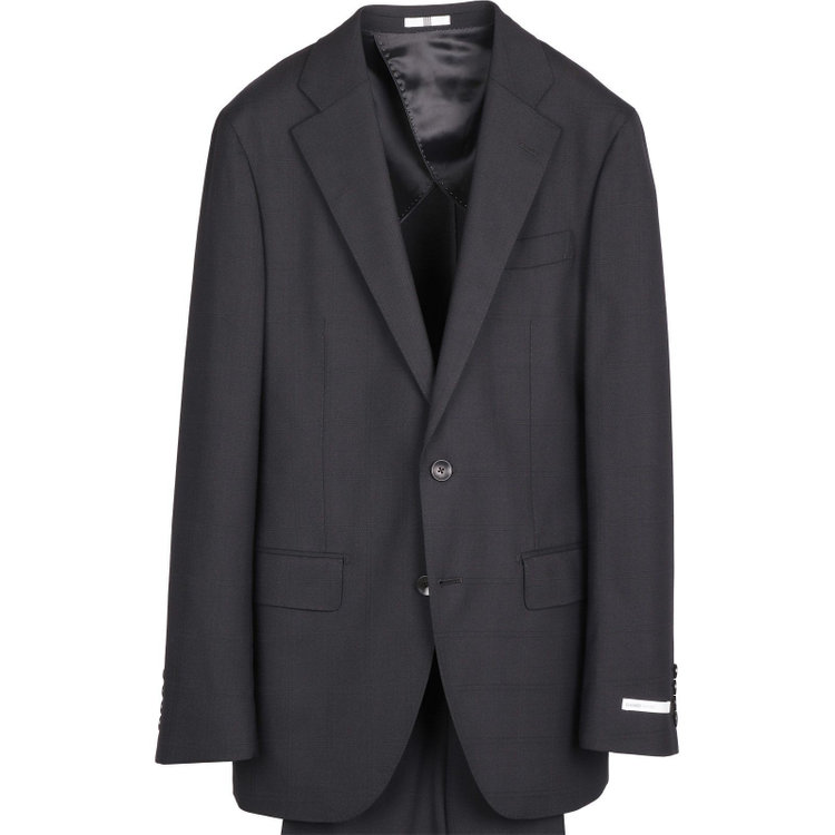 スーツセレクト 【CLASSICO TAPERED】【秋冬】2釦シングルスーツ 1タック/ブラック×シャドーチェック/ウォッシャブルパンツ ブラック系(黒)