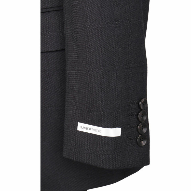 スーツセレクト 【CLASSICO TAPERED】【秋冬】2釦シングルスーツ 1タック/ブラック×シャドーチェック/ウォッシャブルパンツ ブラック系(黒)