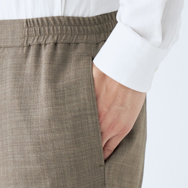 ブラックライン 【発送在庫あり】【RBC】【春夏】オーバーサイズパンツ/カーキ/ウエストシャーリング/ドローコード/4S SUSTAINABILITY&ECOLOGY FABRIC/※裾上げ済仕様 黄淡色