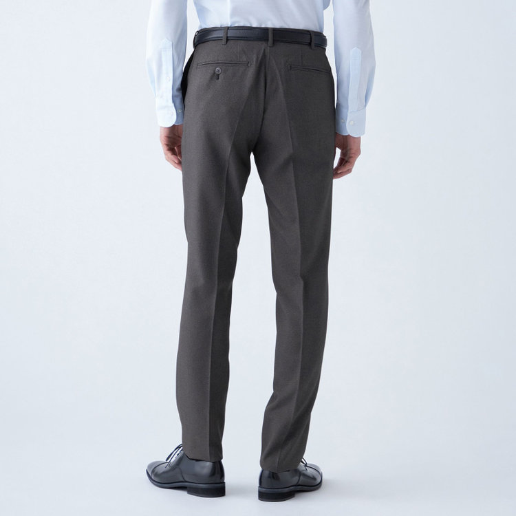 ブラックライン 【発送在庫あり】【SLIM TAPERED】【年間】ポリエステル0タックテーパードパンツ/グレー/ウエストムーブ/ウォッシャブル/4S/※裾上げ必要 グレー中間