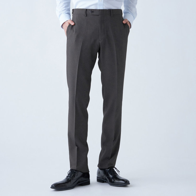 ブラックライン 【発送在庫あり】【SLIM TAPERED】【年間】ポリエステル0タックテーパードパンツ/グレー/ウエストムーブ/ウォッシャブル/4S/※裾上げ必要 グレー中間