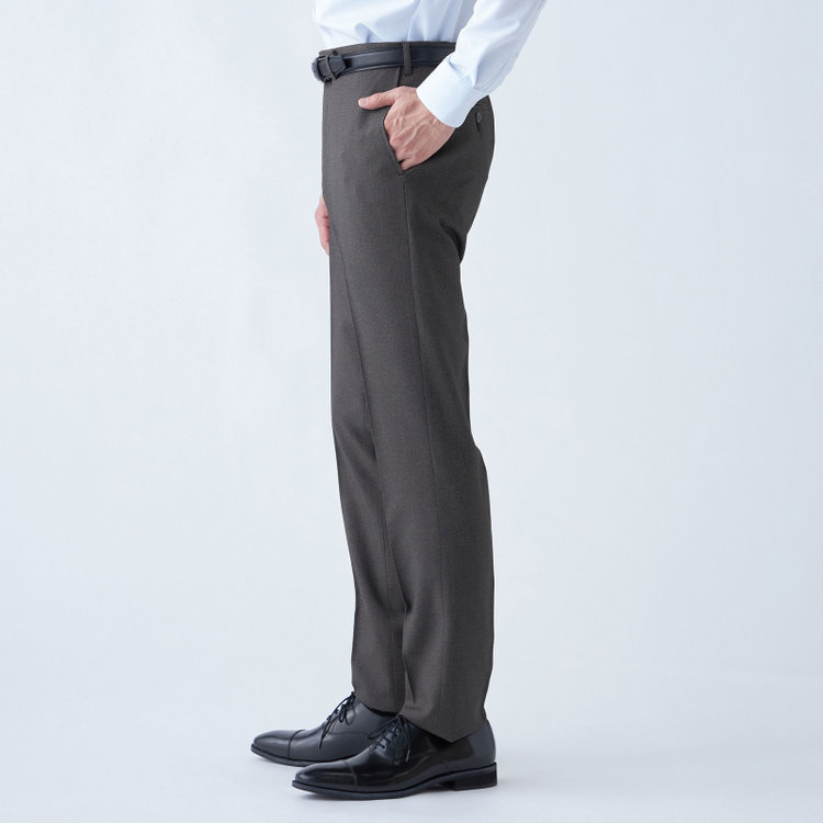 ブラックライン 【発送在庫あり】【SLIM TAPERED】【年間】ポリエステル0タックテーパードパンツ/グレー/ウエストムーブ/ウォッシャブル/4S/※裾上げ必要 グレー中間