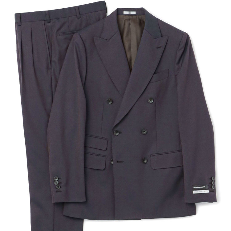 シルバーライン 【CLASSICO TAPERED】【秋冬】6釦2掛けダブルスーツ 2タック/ブラウン/チェンジポケット/ウエストムーブ/NEW ZEALAND WOOL MIX/※裾上げ必要 茶中間