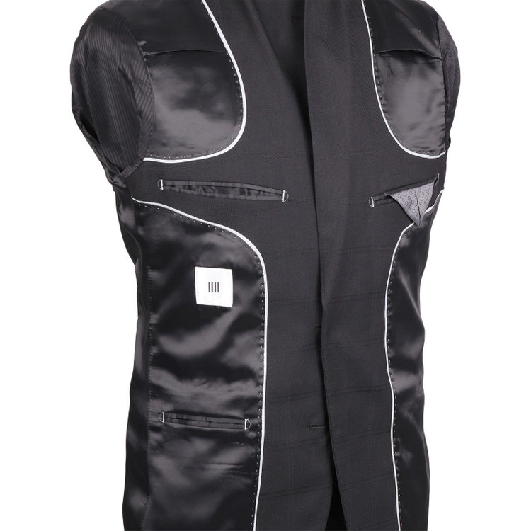 スーツセレクト 【CLASSICO TAPERED】【秋冬】2釦シングルスーツ 1タック/ブラック×シャドーチェック/ウォッシャブルパンツ ブラック系(黒)