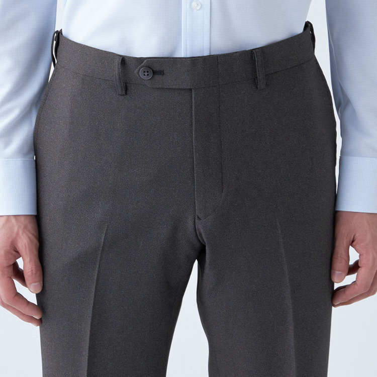 ブラックライン 【発送在庫あり】【SLIM TAPERED】【年間】ポリエステル0タックテーパードパンツ/グレー/ウエストムーブ/ウォッシャブル/4S/※裾上げ必要 グレー中間