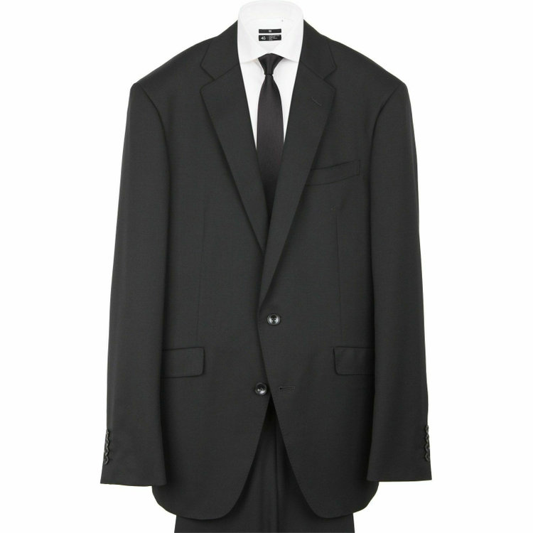 スーツセレクト 【WEB限定/OUTLET】【KSW】【年間】【フォーマル対応可】2釦シングルスーツ 0タック/ブラック×ソリッド+SUPER TOUGH 100'S ブラック系(黒)