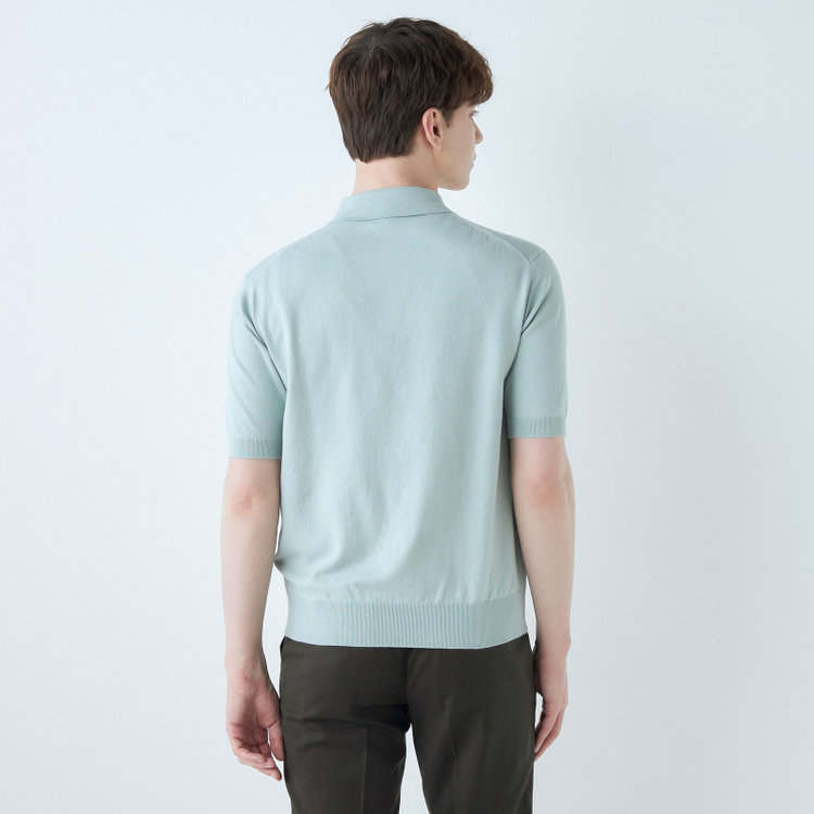 SUIT SELECT　アウトレット 【WEB限定/OUTLET/汚れ・キズ等有】【RBC】【5分袖】コットンブレンドレトロポロシャツ/ブルー 青淡色