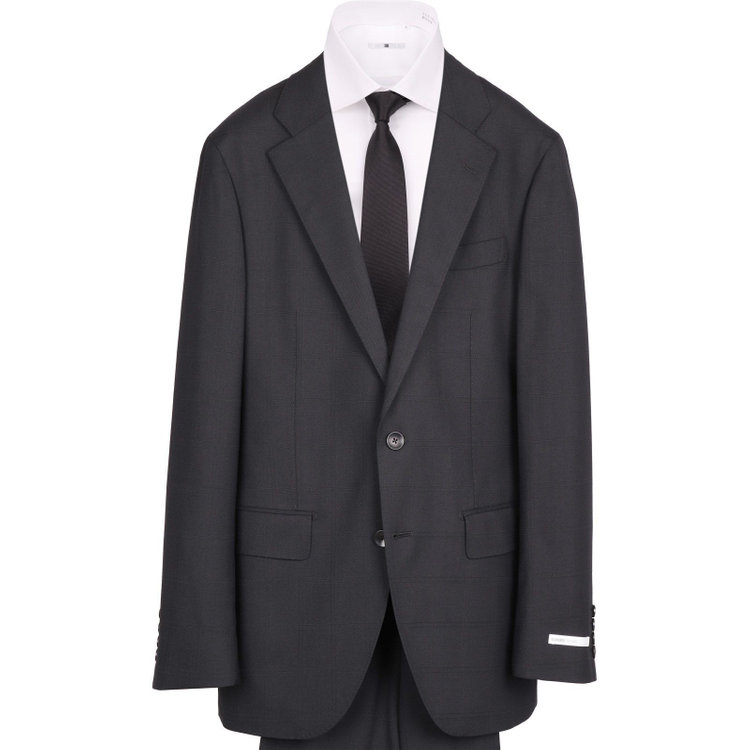スーツセレクト 【CLASSICO TAPERED】【秋冬】2釦シングルスーツ 1タック/ブラック×シャドーチェック/ウォッシャブルパンツ ブラック系(黒)