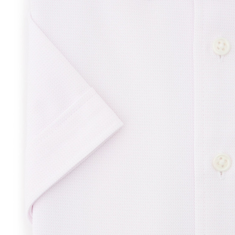 SUIT SELECT　アウトレット 【WEB限定/OUTLET/汚れ・キズ等有】【BLACK LINE/半袖】ボタンダウンワイシャツ/ピンク×ドビー/襟裏別布/「FREEZETECH 氷撃」冷感PRINT「4S」スーパーノンアイロン・ストレッチ 赤淡色