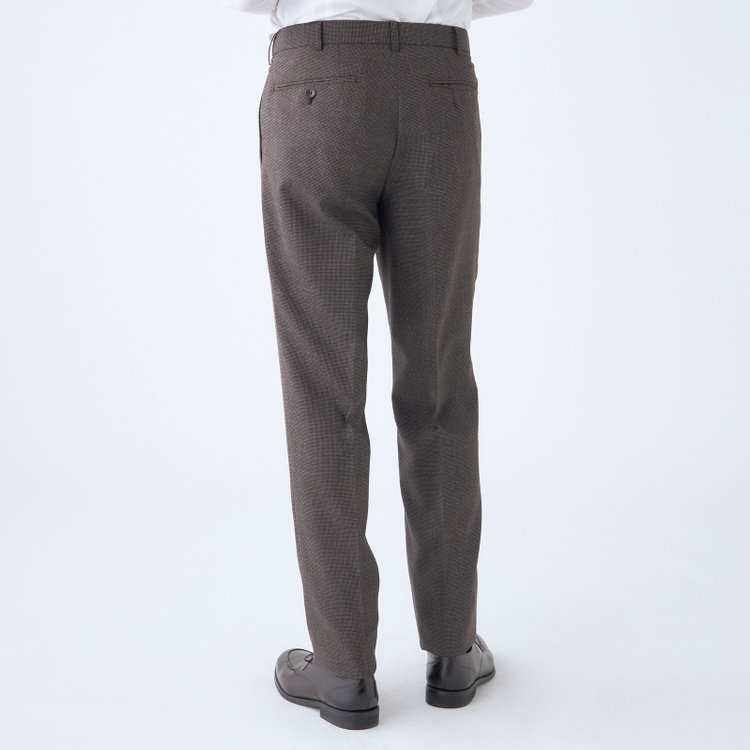 シルバーライン 【CLASSICO TAPERED】【春夏】3釦段返りシングルスーツ 2タック/ブラウン×ハウンドトゥース/ウエストムーブ/NEW ZEALAND WOOL MIX/※裾上げ必要 茶中間