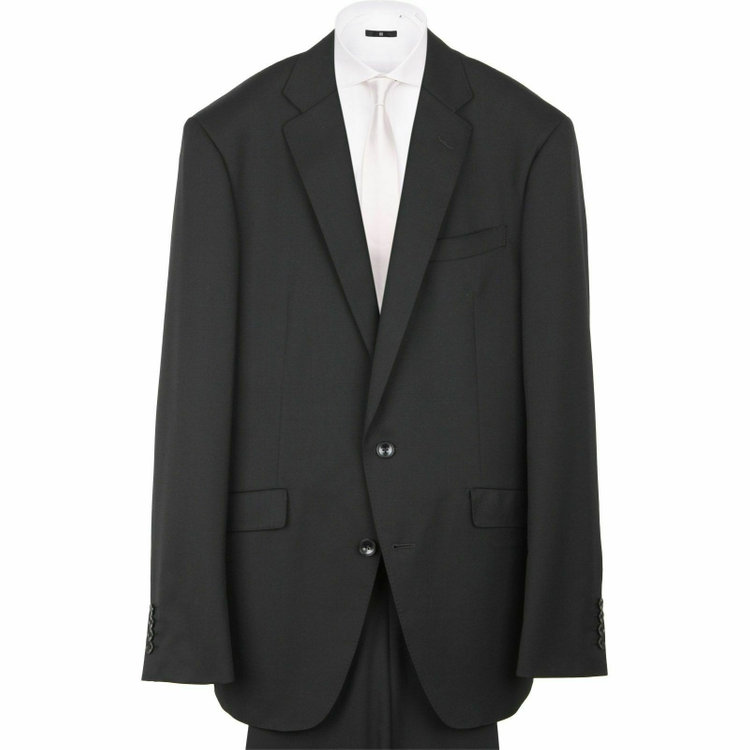スーツセレクト 【WEB限定/OUTLET】【KSW】【年間】【フォーマル対応可】2釦シングルスーツ 0タック/ブラック×ソリッド+SUPER TOUGH 100'S ブラック系(黒)