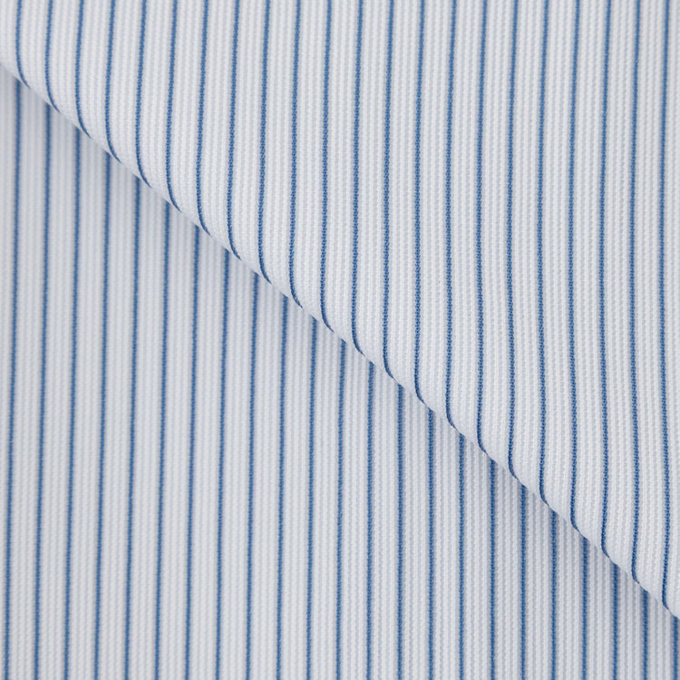 ブラックライン 【発送在庫あり】【WEB限定】【BLACK LINE】ボタンダウンワイシャツ/ホワイト×ネイビーストライプ/「4S」スーパーノンアイロン・ストレッチ 青中間