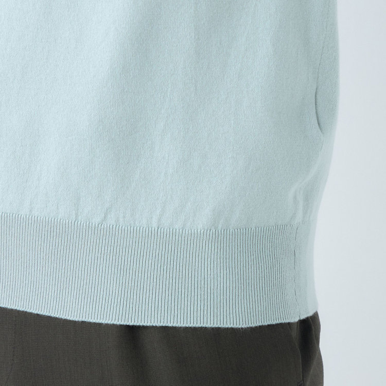 SUIT SELECT　アウトレット 【WEB限定/OUTLET/汚れ・キズ等有】【RBC】【5分袖】コットンブレンドレトロポロシャツ/ブルー 青淡色