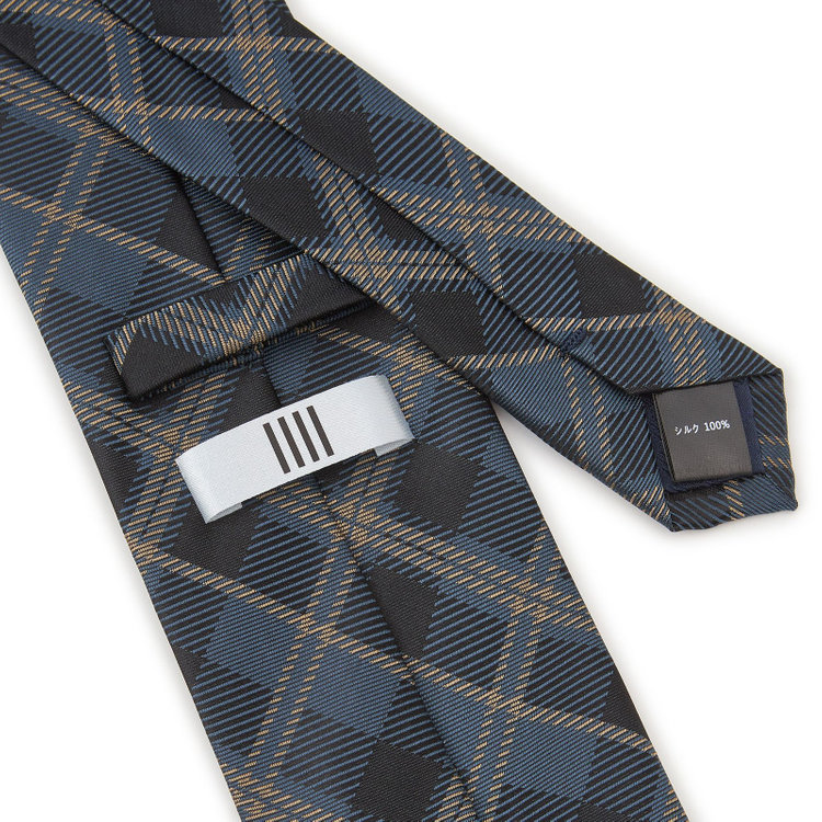 シルバーライン 【SILVER LINE】シルクチェックネクタイ 8.0cm幅/ネイビー×ブラック×ブラウン その他