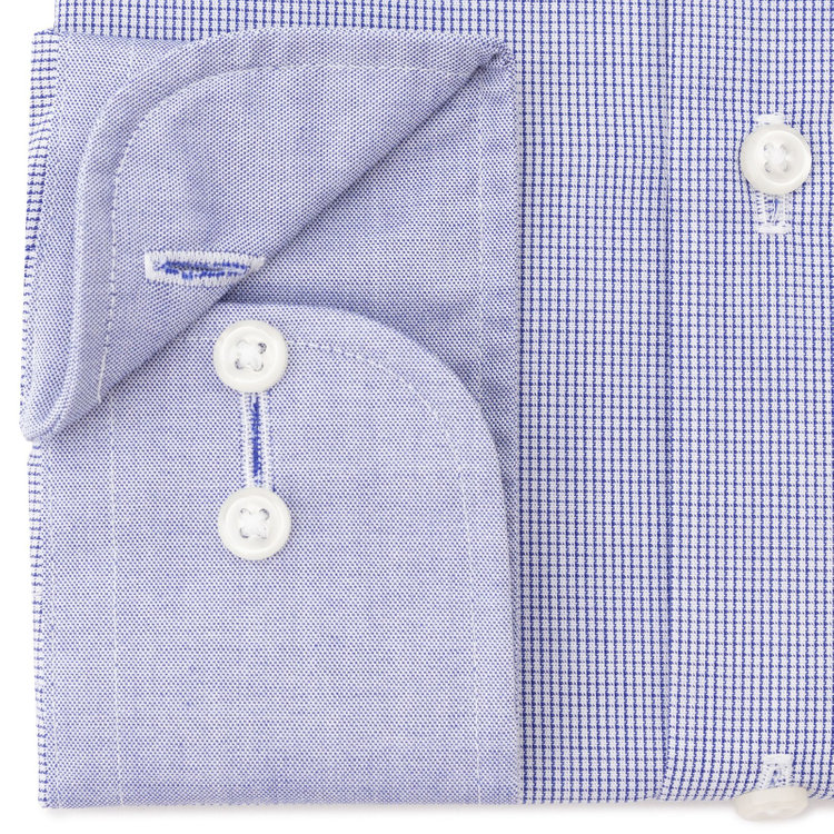 ブラックライン 【発送在庫あり】【BLACK LINE】【形態安定】クレリックワイドカラードレスワイシャツ/襟袖口：ブルーー+ブルー×チェック 青中間