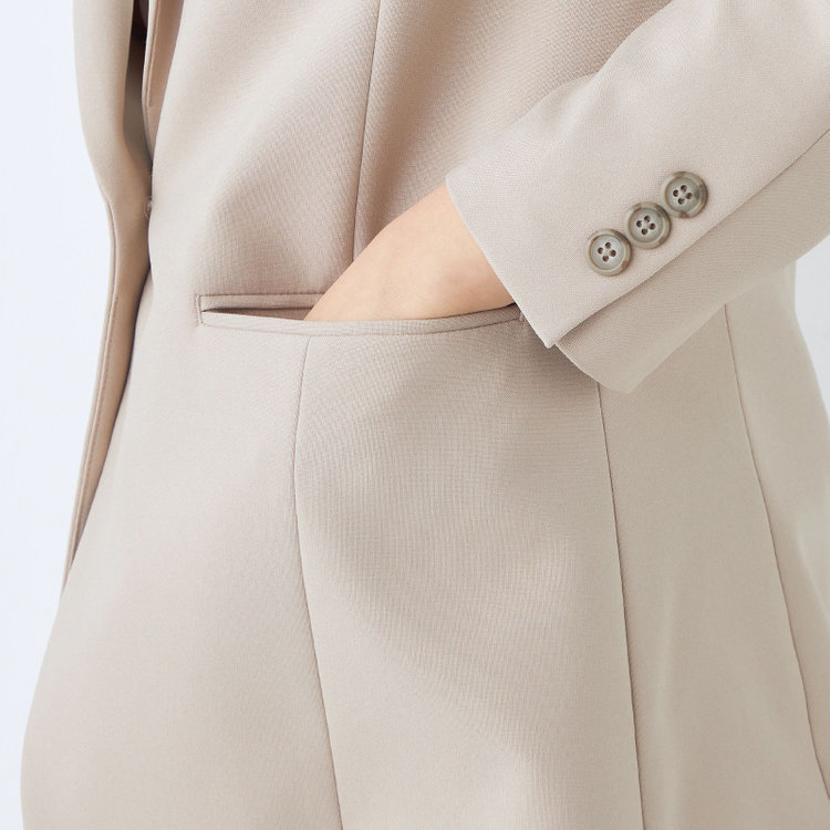 シルバーライン 【SL】【年間】1釦シングルパンツスーツ/グレージュ/パンツウエストシャーリング/ウォッシャブル/※パンツ裾上げ済仕様 茶淡色