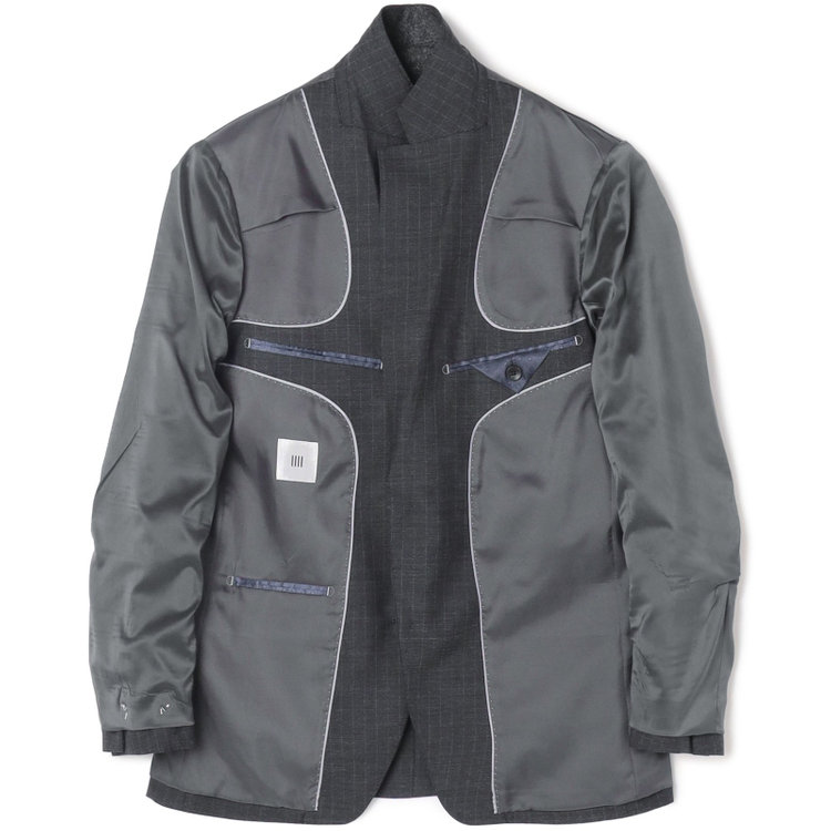 シルバーライン 【CLASSICO TAPERED】【年間】スペアパンツ付き/2釦シングルスーツ 1タック/グレー×ストライプ/ウエストシャーリング仕様/ウォッシャブル/※裾上げ必要 グレー中間