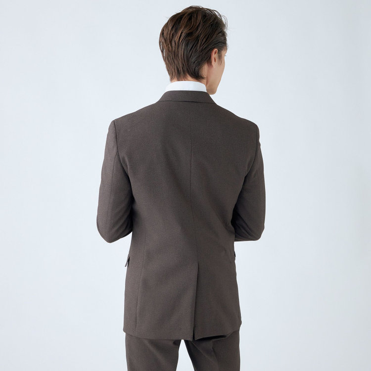 ブラックライン 【SLIM TAPERED_2】【年間】2釦シングルスーツ 0タック/ブラウン/ウエストシャーリング/4S SUSTAINABILITY&ECOLOGY FABRIC/ウォッシャブル/※パンツ裾上げ済仕様 茶中間