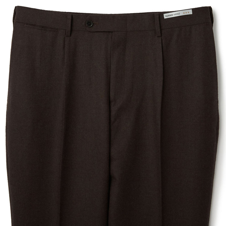 シルバーライン CLASSICO TAPERED】【秋冬】ウール 1タックテーパードパンツ/ブラウン/ウエストムーブ/※裾直し必要 茶濃色