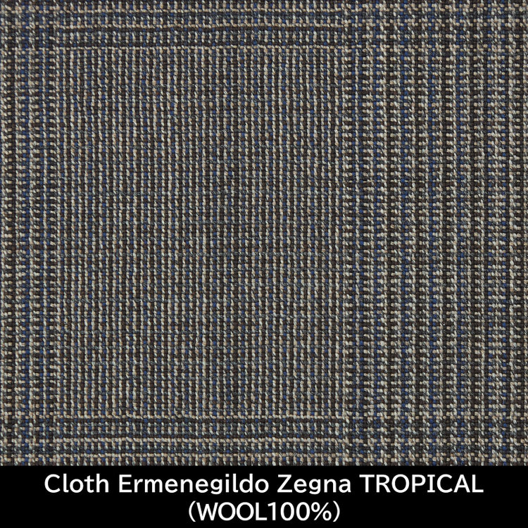 スーツセレクト 【国内縫製】【MEN'S】【パターンオーダー】【CLASSICO TAPERED W】【春夏】スーツ/グレー×チェック/Cloth Ermenegildo Zegna TROPICAL(WOOL100%) グレー系(灰)
