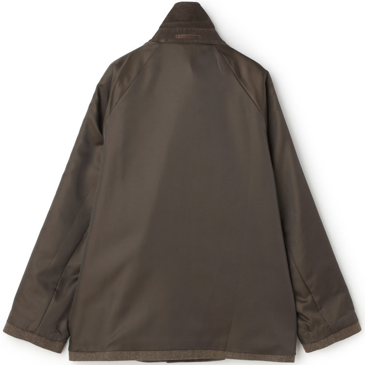 シルバーライン 【発送在庫あり】【SL】ウールブレンドデュアリティショートコート/ベージュ＆ブラウン×チェック/140S BLENDED EXTRA FINE MERINO WOOL 黄淡色