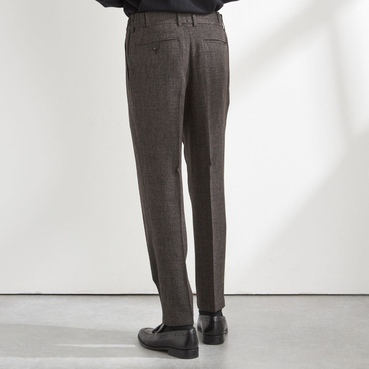 シルバーライン 【RBC】【秋冬】3釦段返りシングルスーツ 2タック/ブラウン/ドローコード&ウエストシャーリング/※パンツ裾上げ済仕様 茶濃色