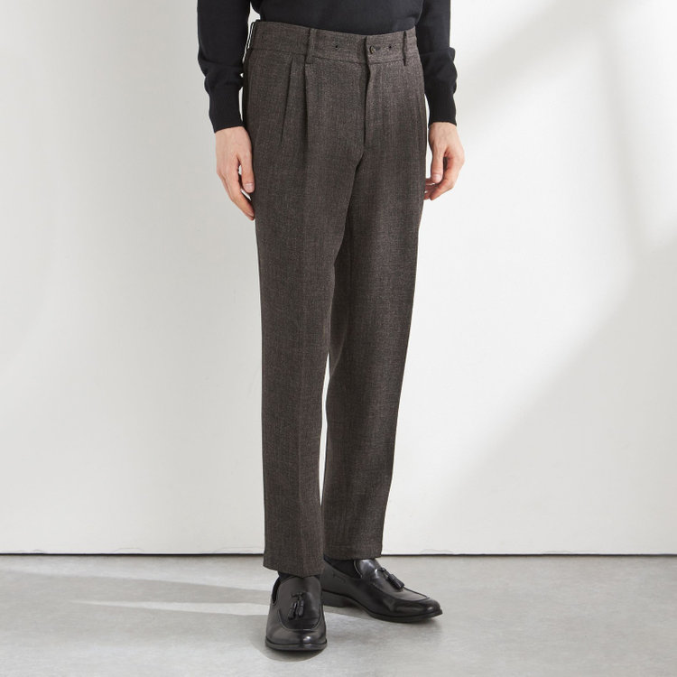 シルバーライン 【RBC】【秋冬】3釦段返りシングルスーツ 2タック/ブラウン/ドローコード&ウエストシャーリング/※パンツ裾上げ済仕様 茶濃色