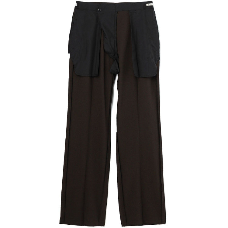 シルバーライン 【RBC】【春夏】2タックパンツ/ブラウン×サッカー/サイド尾錠/4S AIR/※裾上げ必要 茶濃色