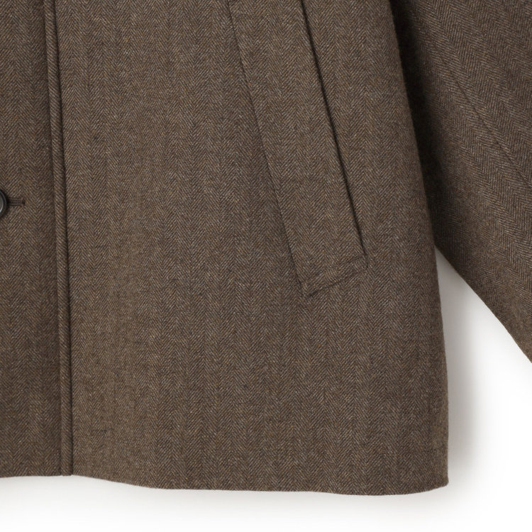 シルバーライン 【発送在庫あり】【SL】ウールブレンドデュアリティショートコート/ベージュ＆ブラウン×チェック/140S BLENDED EXTRA FINE MERINO WOOL 黄淡色