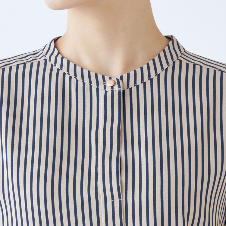 シルバーライン 【発送在庫あり】【SL/5分袖】プルオーバー/ベージュ×ネイビーストライプ 茶淡色