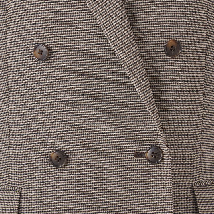 シルバーライン  【SL】【春夏】4釦1掛けダブルジャケット/ブラウン×チェック/ウォッシャブル 青淡色