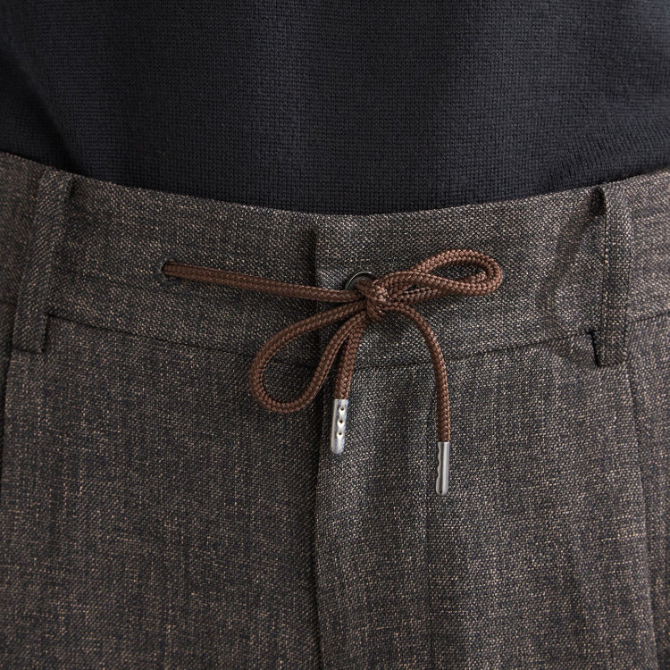 シルバーライン 【RBC】【秋冬】3釦段返りシングルスーツ 2タック/ブラウン/ドローコード&ウエストシャーリング/※パンツ裾上げ済仕様 茶濃色