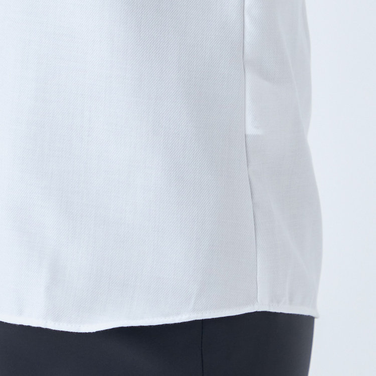 シルバーライン 【SL/7分袖】バンドカラーブラウス/ホワイト×ドビーツイル/TOUGH BUTTON・NON IRON 白