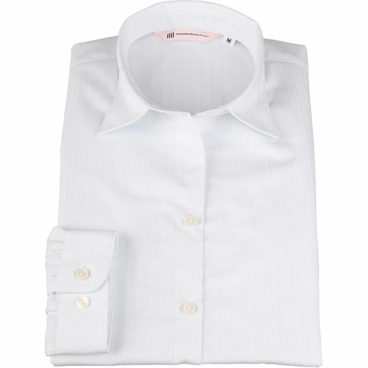 スーツセレクト 【SUIT SELECT×Samantha Thavasa】【長袖】リボン&フリル取り外しスキッパー/ミント×ドビーストライプ/形態安定 ミント系(薄緑)